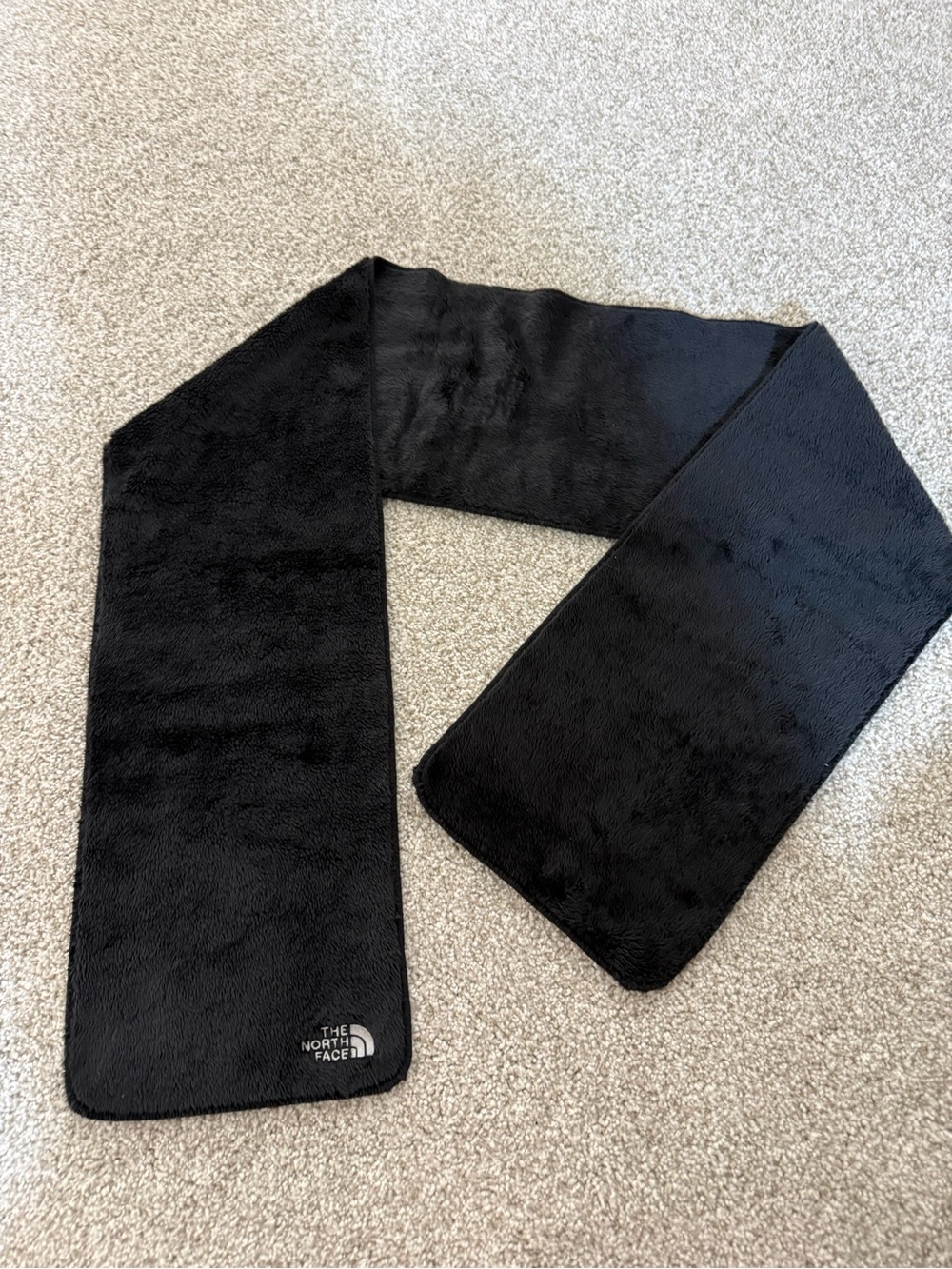 The North Face Black Plush Fleece Scarf with Logo
